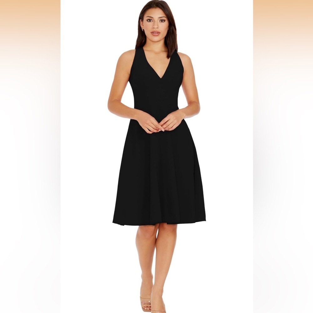 Dress The Population Womens Catalina Solid Sleeveless Fit & Flare Midi Dress, M